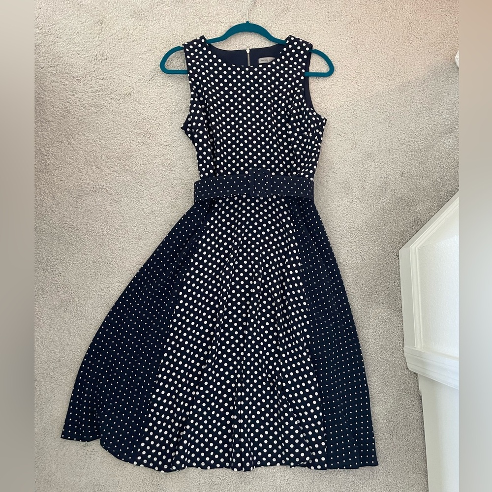 Dany and Nicole Polka Dress. Navy Blue size 10, but it runs small, like 6-7